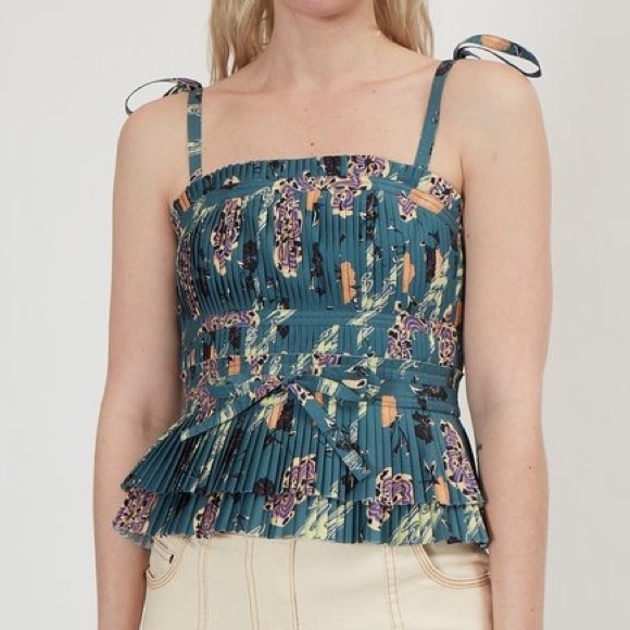 Ulla Johnson Tops - Ulla Johnson Sleeveless Corset Floral Bea Peplum Top